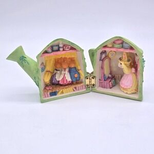 Vintage Cottontale Collection Hand Painted Hinged House Watering Can Figurine